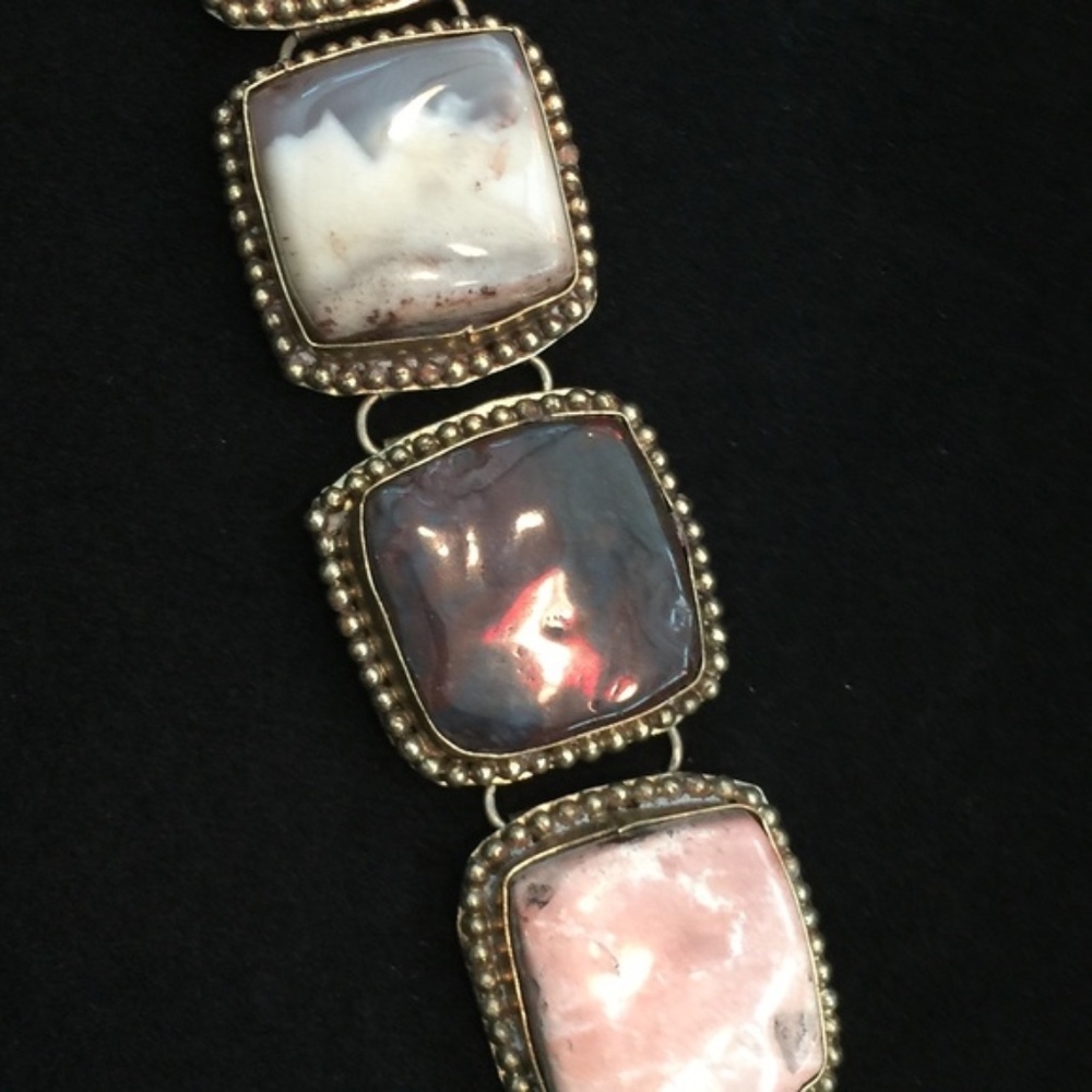 Brass and Semi Precious Square Bracelet